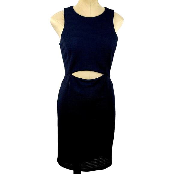 Guess Black Sleeveless Stretchy Tank Dress Size M Peek-a-Boo Body Con Edgy Goth - Picture 1 of 11